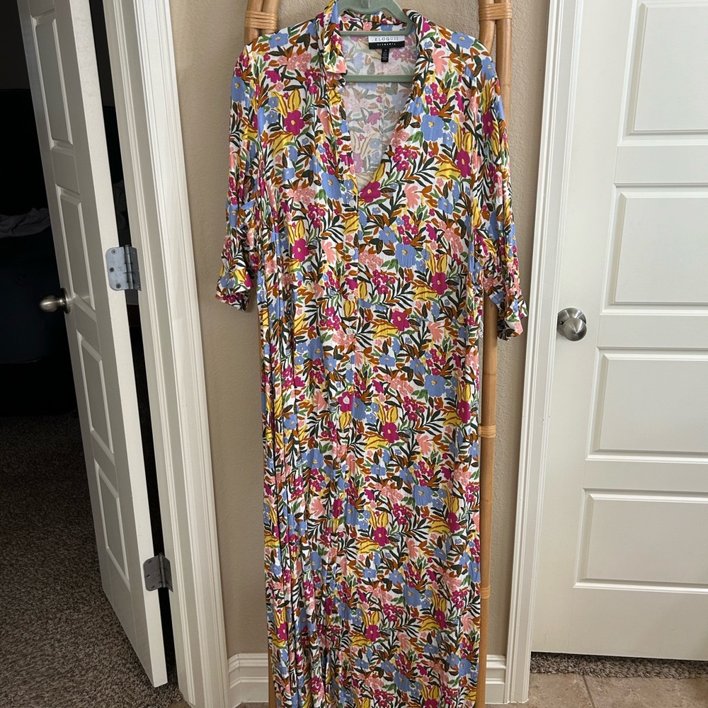 Floral button down maxi dress